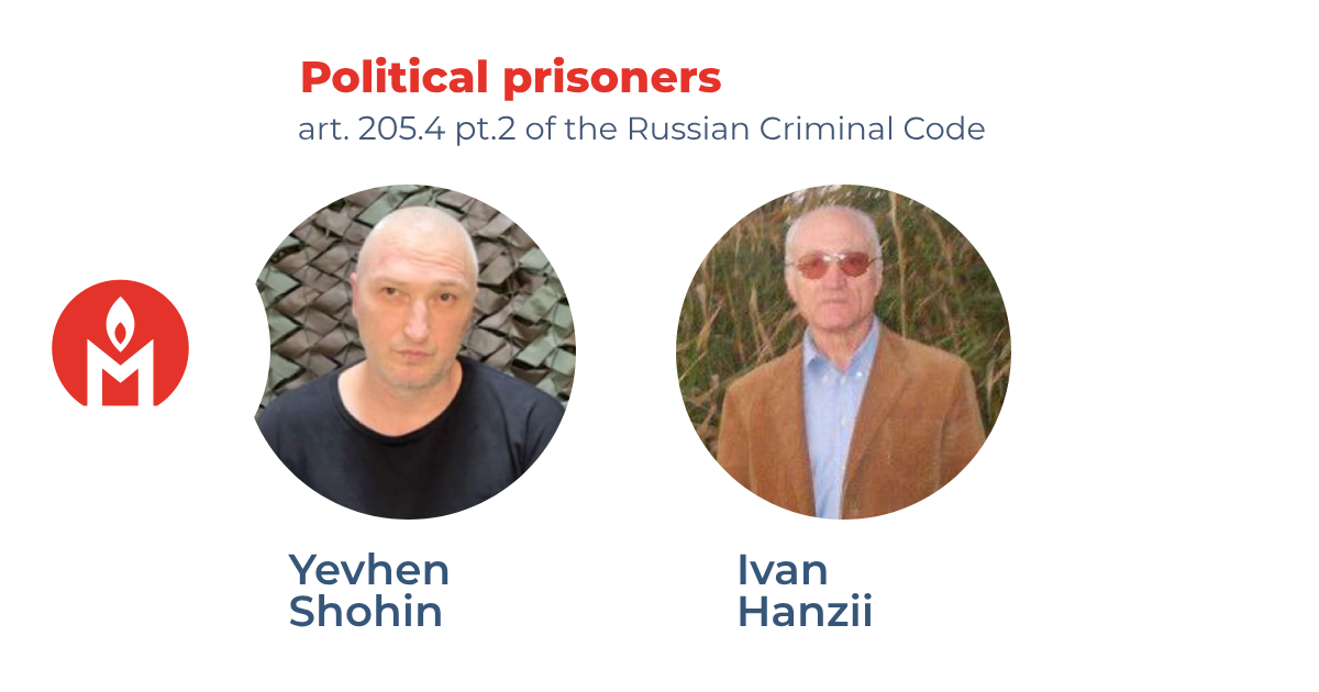 Ivan Hanzii and Yevhen Shohin are political prisoners